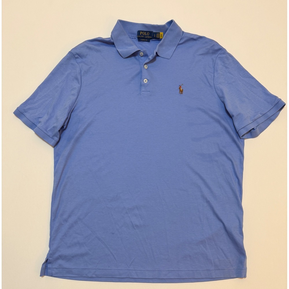 Polo Ralph Lauren Mens Classic Fit Blue Short Sleeve Polo Shirt Large L